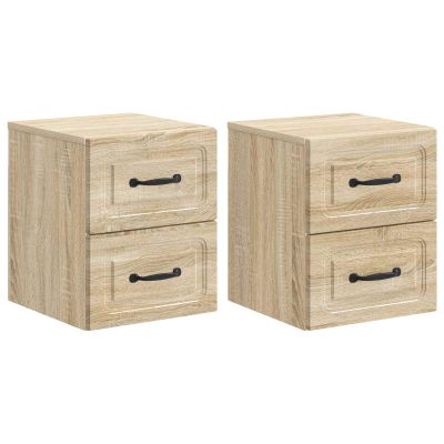 vidaXL Nástenná nočná skrinka 2 pcs Dub sonoma 34,5 x 33 x 40 cm