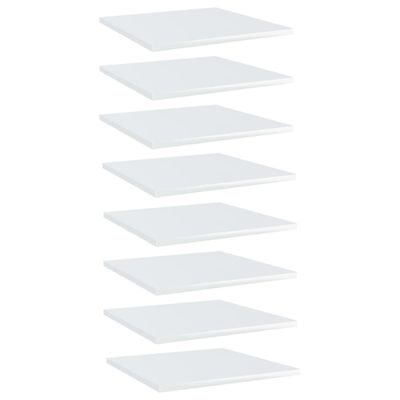 vidaXL Prídavné police 8ks, lesklé biele 40x40x1,5cm, kompozitné drevo