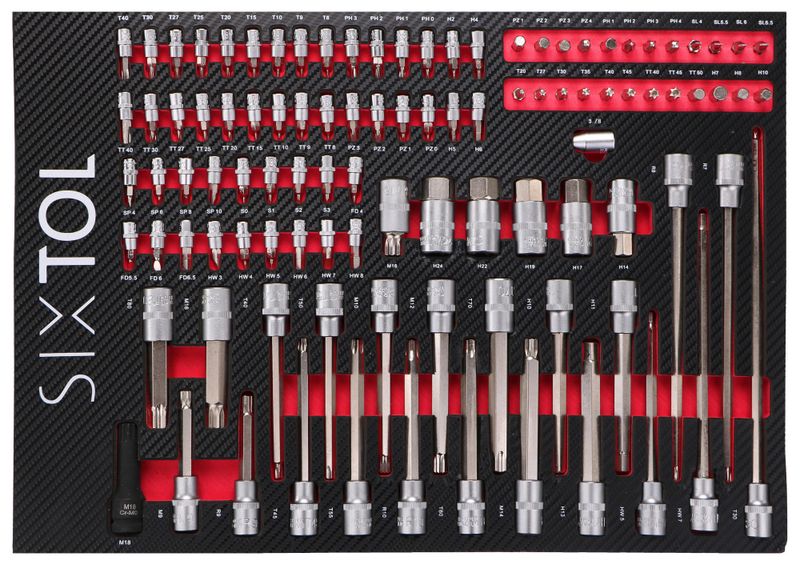 Modul s nářadím do dílenského vozíku MECHANIC TOOL TRAY 2, 102ks SIXTOL