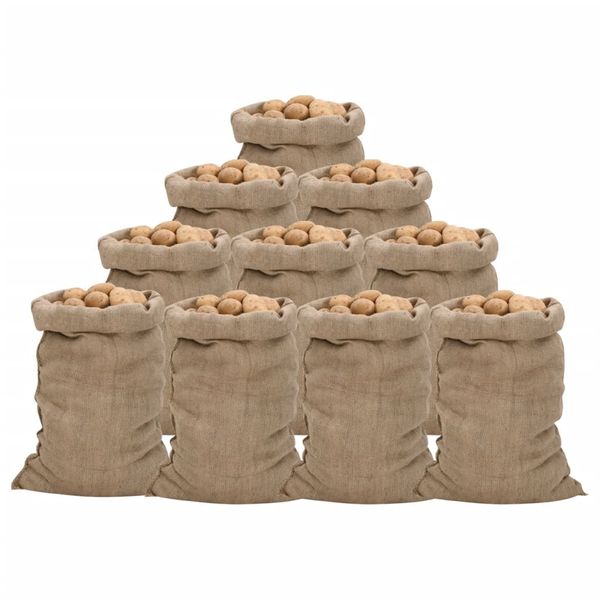vidaXL Jutové vrecia 10 ks 60x105 cm 100 % juta 340 gsm