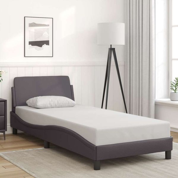 vidaXL Rám postele Dover sivý 90x200 cm umelá koža