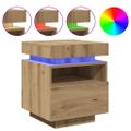 vidaXL Nočné stolíky s LED svetlami 2 ks dub artisan 40x39x48,5 cm