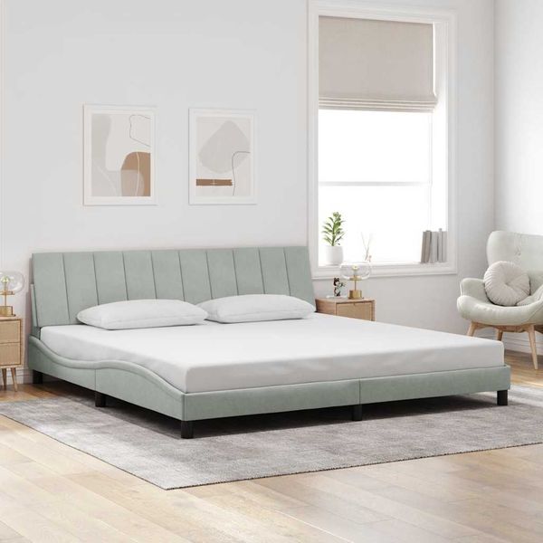 vidaXL Rám postele bez matraca Hanko bledosivá 200x200 cm zamat