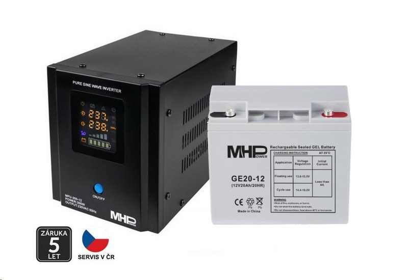 Záložní zdroj MHPower MPU-300-12 UPS 300W 12V čistý sinus + baterie