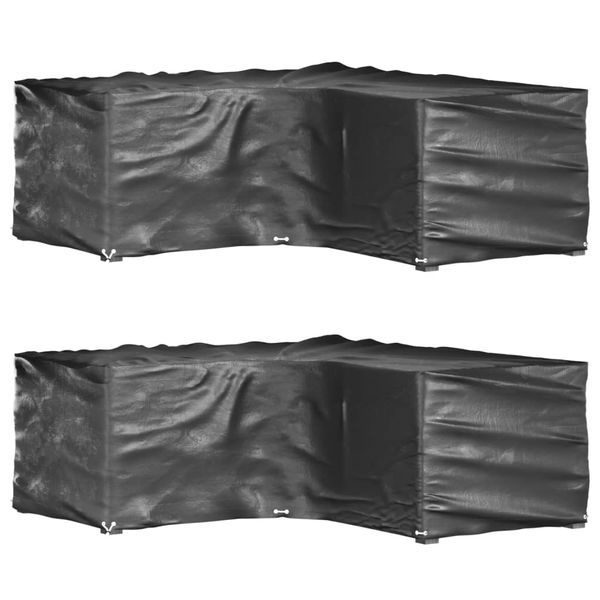 vidaXL Kryty na záhradný nábytok v tvare L 2ks 12 očiek 185x185x70 cm