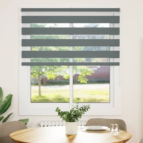 vidaXL Zebra roleta tmavošedá 125x100 cm šírka látky 120,9cm polyester