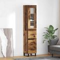 vidaXL Highboard Staré drevo 34,5 x 34 x 180 cm Kompozitné drevo