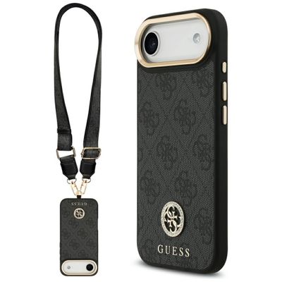 Puzdro Guess 4G Strass Logo & Big Strap Metal Buttons MagSafe pre iPhone Air čierna