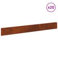 vidaXL Obrubník trávnika 20 ks 100 x 12 cm Oceľ Hrdzavý