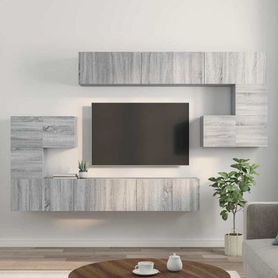 vidaXL 10-dielna súprava TV skriniek sivý dub sonoma spracované drevo