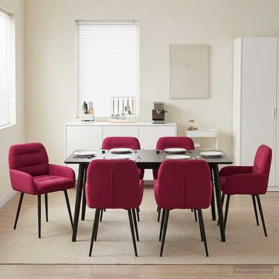 vidaXL Jedálenské stoličky 6 ks Zamat Víno červené 59 x 59,5 x 90 cm