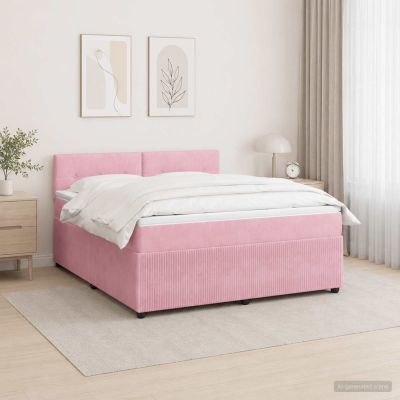 vidaXL Posteľ boxspring s matracom Ružová 140 x 200 cm Zamat