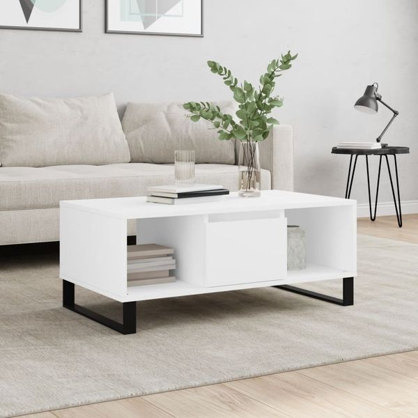 vidaXL Konferenčný stolík biely 90x50x36,5 cm spracované drevo