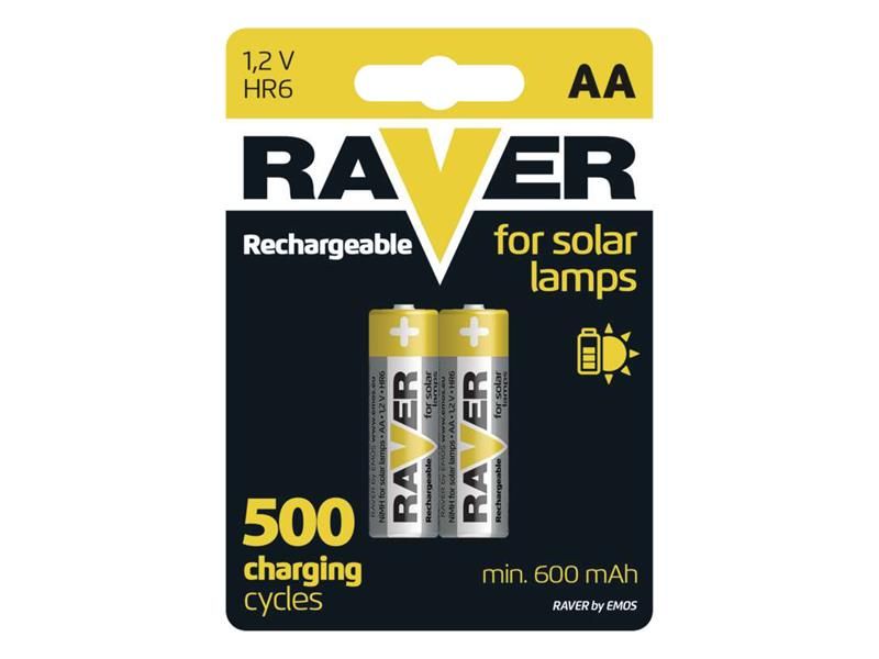 Batéria AA (R6) nabíjacia 1,2V/600mAh RAVER solar 2ks