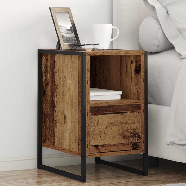 vidaXL Nočný stolík so zásuvkou 2 pcs Staré drevo 39,5 x 30 x 50 cm