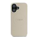 Puzdro Guess GUHMP16SPGHSMME iPhone 16 béžové/béžové tvrdé puzdro Grained Ring MagSafe