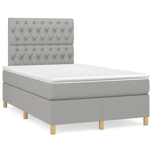 vidaXL Boxspring posteľ s matracom bledosivá 120x190 cm látka