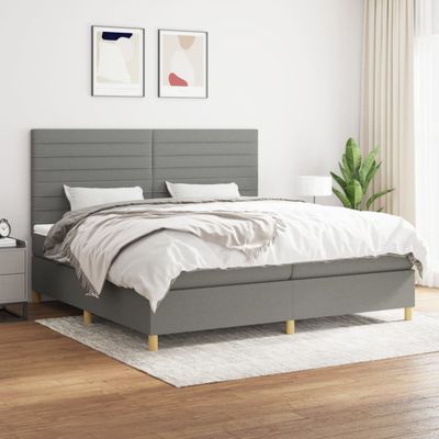 vidaXL Boxspring posteľ s matracom tmavosivá 200x200 cm látka