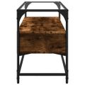 vidaXL TV skrinka sklenená doska dymový dub 98x35x51 cm kompoz. drevo