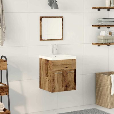 vidaXL Sada kúpeľňového nábytku 3 pcs Staré drevo Kompozitné drevo