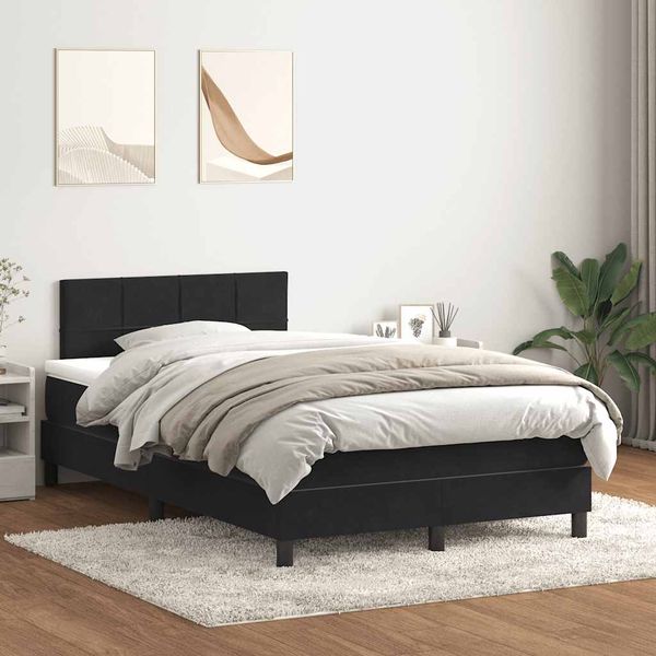 vidaXL Box Spring Posteľ s matracom Čierna 120x220 cm Zamat