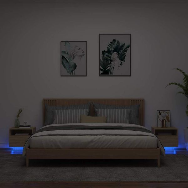vidaXL Nočné stolíky s LED svetlami 2 ks dub sonoma 40x39x37 cm