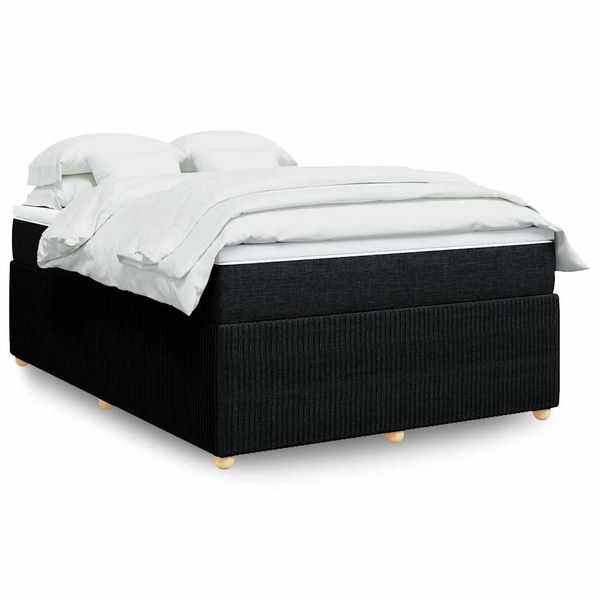 vidaXL Posteľný rám boxspring s matracom čierny 140x200 cm látka