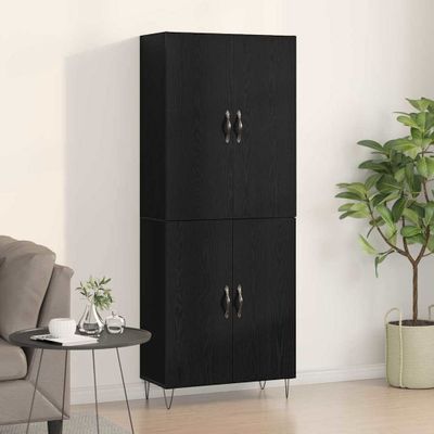 vidaXL Highboard 2 pcs Čierny dub Konštrukčné drevo a sklo