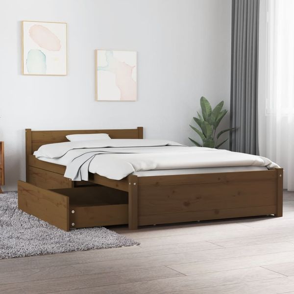 vidaXL Posteľný rám so zásuvkami medovohnedý 100x200 cm