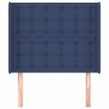 vidaXL Čelo postele so záhybmi modré 83x16x118/128 cm látka