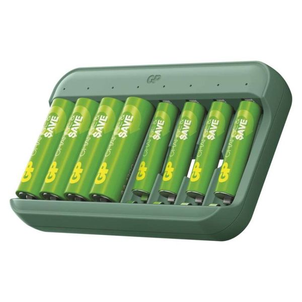 GP nabíjačka batérií Charge & save E822 + 4×AA 1300 mAh + 4×AAA 650 mAh