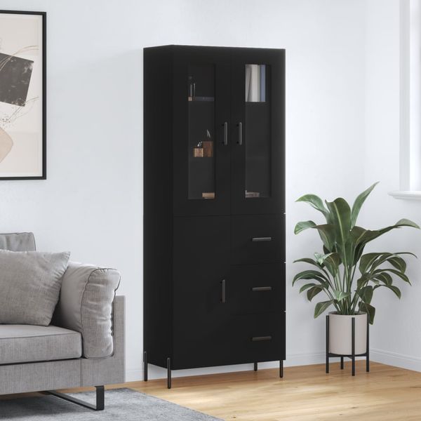 vidaXL Vysoká skrinka čierna 69,5x34x180 cm spracované drevo