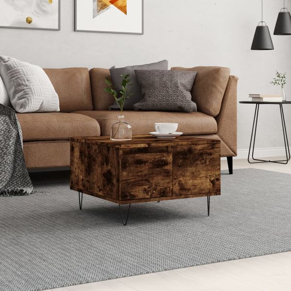 vidaXL Konferenčný stolík dymový dub 55x55x36,5 cm spracované drevo