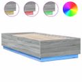 vidaXL Posteľný rám s LED svetlami sivý sonoma 90x200 cm kompoz. drevo