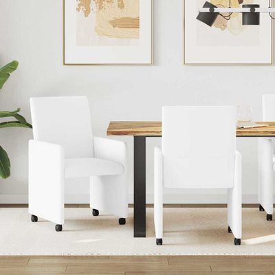 vidaXL Jedálenské stoličky na kolieskach 2 pcs Biela 57 x 66 x 94 cm
