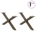 vidaXL Nohy konferenčného stolíka v tvare X, 2 ks, prírodná oceľ, 70 x (30-31) cm, oceľ