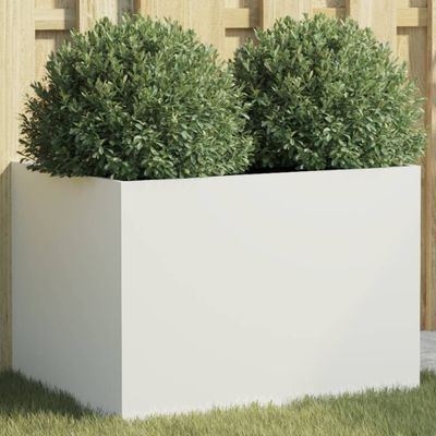 vidaXL Kvetináč biely 62x47x46 cm oceľ