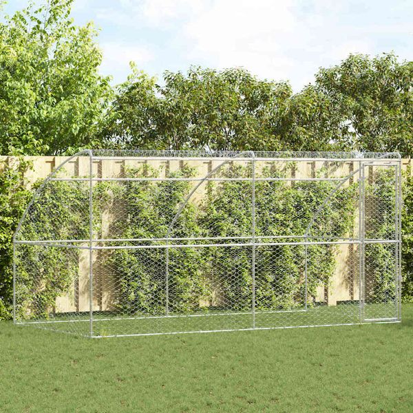 vidaXL Psí kennel 2 pcs Strieborná 4 x 2 x 2 m Pozinkovaná oceľ