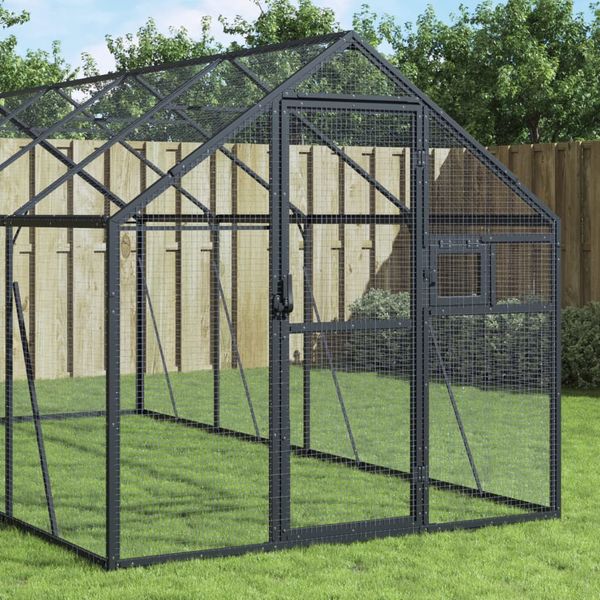 vidaXL Voliéra antracitová 1,79x4x1,85 m hliník