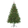 vidaXL Vianočný stromček s 300 LED-i so stojanom Zelená 210 cm PE