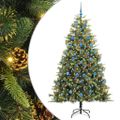 vidaXL Umelý vianočný stromček s pniškami Zelená 210 cm PVC a PE a kov