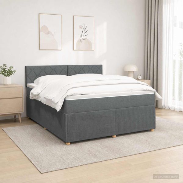 vidaXL Posteľ boxspring s matracom Tmavosivá 160 x 200 cm Látka