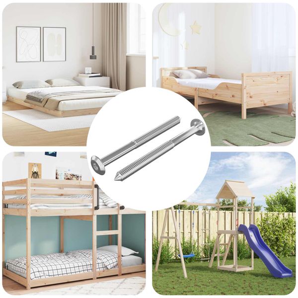 vidaXL Nábytkové skrutky 2 pcs Strieborná M6 x 85 mm Oceľ