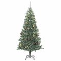 vidaXL Umelý vianočný stromček 300 LED, súprava gulí a sneh 210 cm