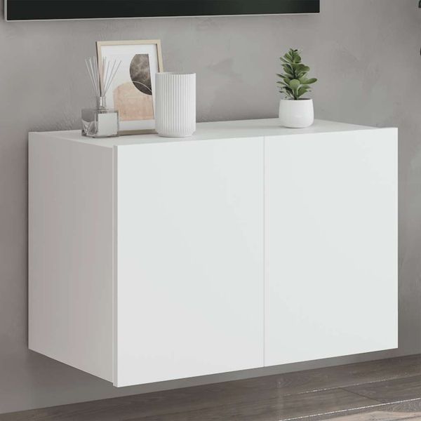 vidaXL TV nástenná skrinka s LED svetlami biela 60x35x41 cm