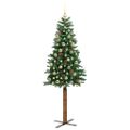 vidaXL Úzky vianočný stromček s 300 LED-i so stojanom Zelená 210 cm