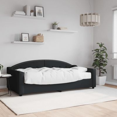 vidaXL Denná posteľ s matracom čierna 90x190 cm látka