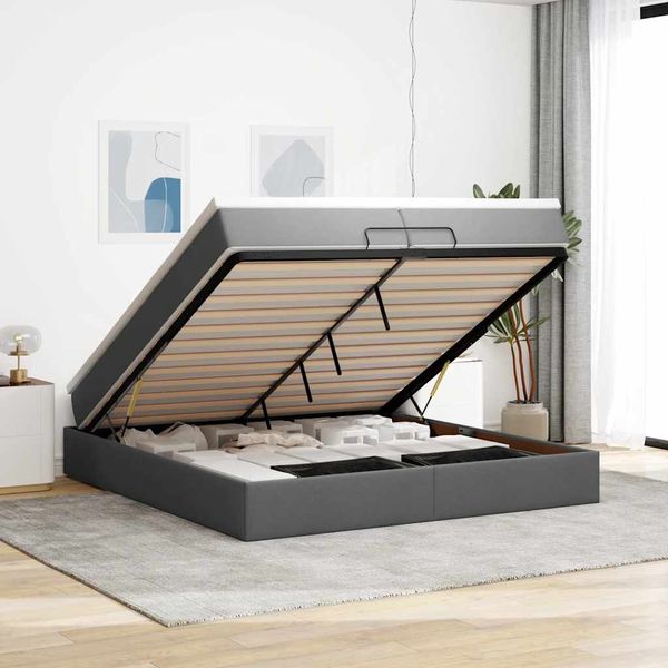 vidaXL Osmanský rám postele s matracmi tmavosivá 200x200 cm látka