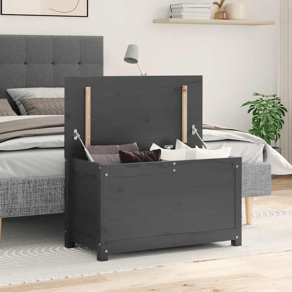 vidaXL Úložný box sivý 80x40x45,5 cm masívna borovica