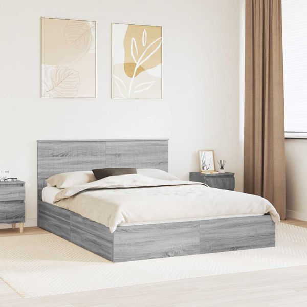 vidaXL Úložná posteľ Sivý Sonoma 150 x 200 cm Kompozitné drevo